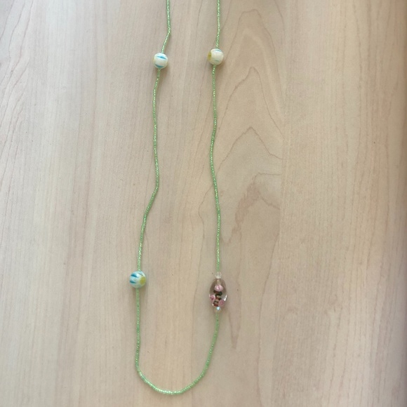 Handmade Seamist Beaded Necklace with Floral Translucent Marble Beads - Picture 1 of 2